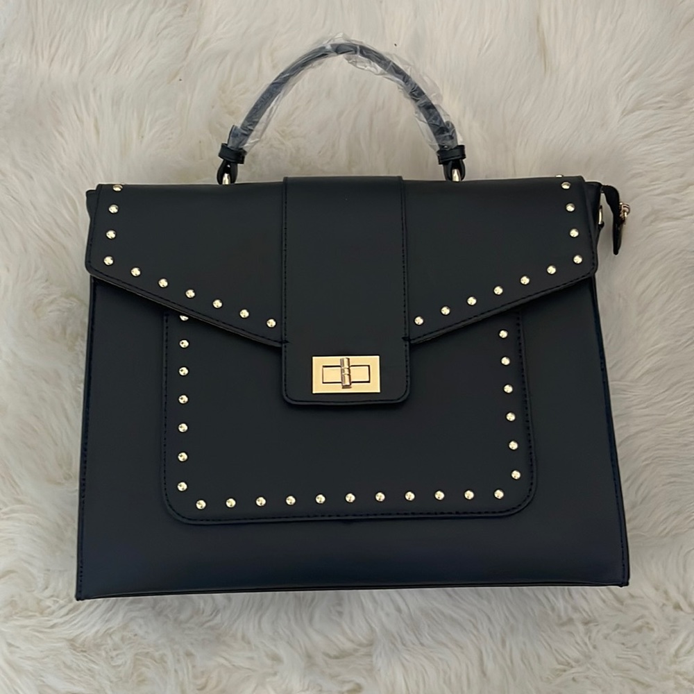 Brand new without tags black with gold laptop bag,